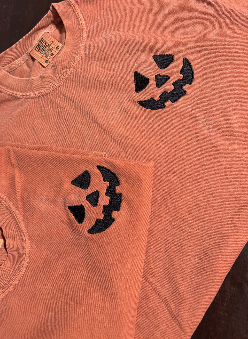 Embroidered Jack-O-Latern Halloween Tee