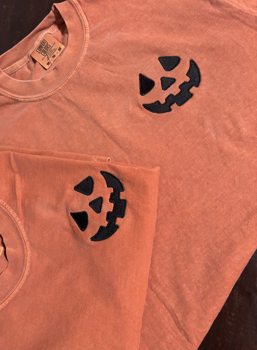 Embroidered Jack-O-Latern Halloween Tee