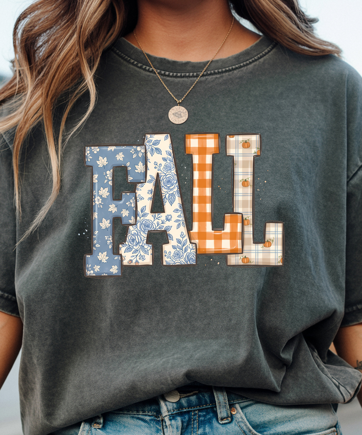 Fall Patchwork Graphic Tee